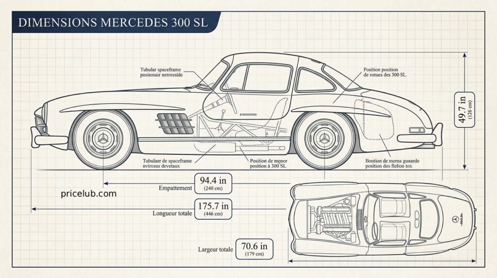 Dimensions de la Mercedes 300 SL